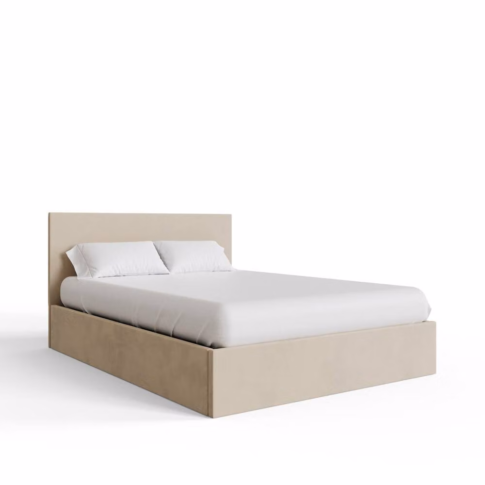 GFW Single End Lift Ottoman Storage Bed in Natural Velvet – 2