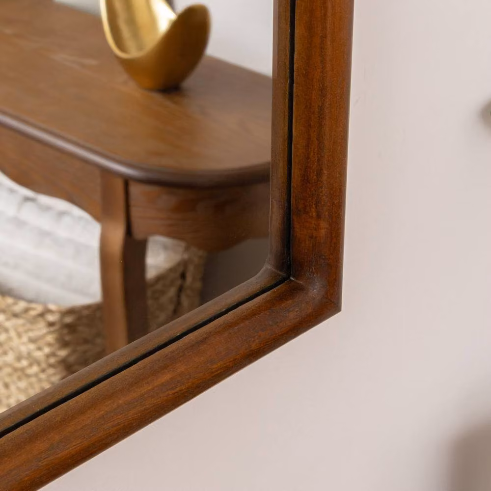 Melody Maison Ashwell Arched Wall and Mantel Mirror in Brown with Dark Wood Frame, W: 90 cm, H: 75 cm – 2