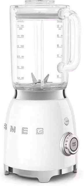 Smeg BLF03 Retro 50s Style Aesthetic Blender in White with Stainless Steel and Glass Elements