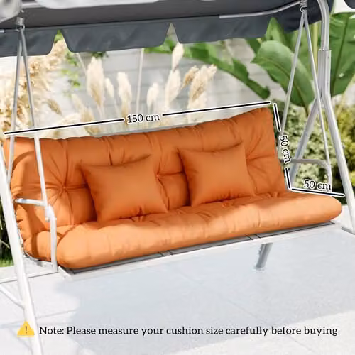 Outsunny Orange Water Repellent Quilted Outdoor Seat and Back Cushions with Foam Filling – 3
