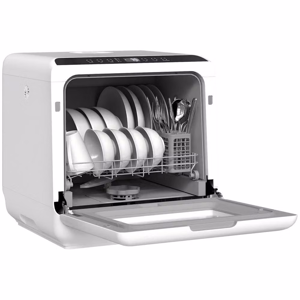 STILVORA White Countertop Dishwasher with 6L Tank Capacity – 4