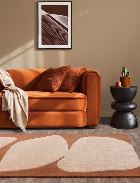 Asiatic Canvas Collage Abstract Orange Pure Wool Woven Rectangular Rug