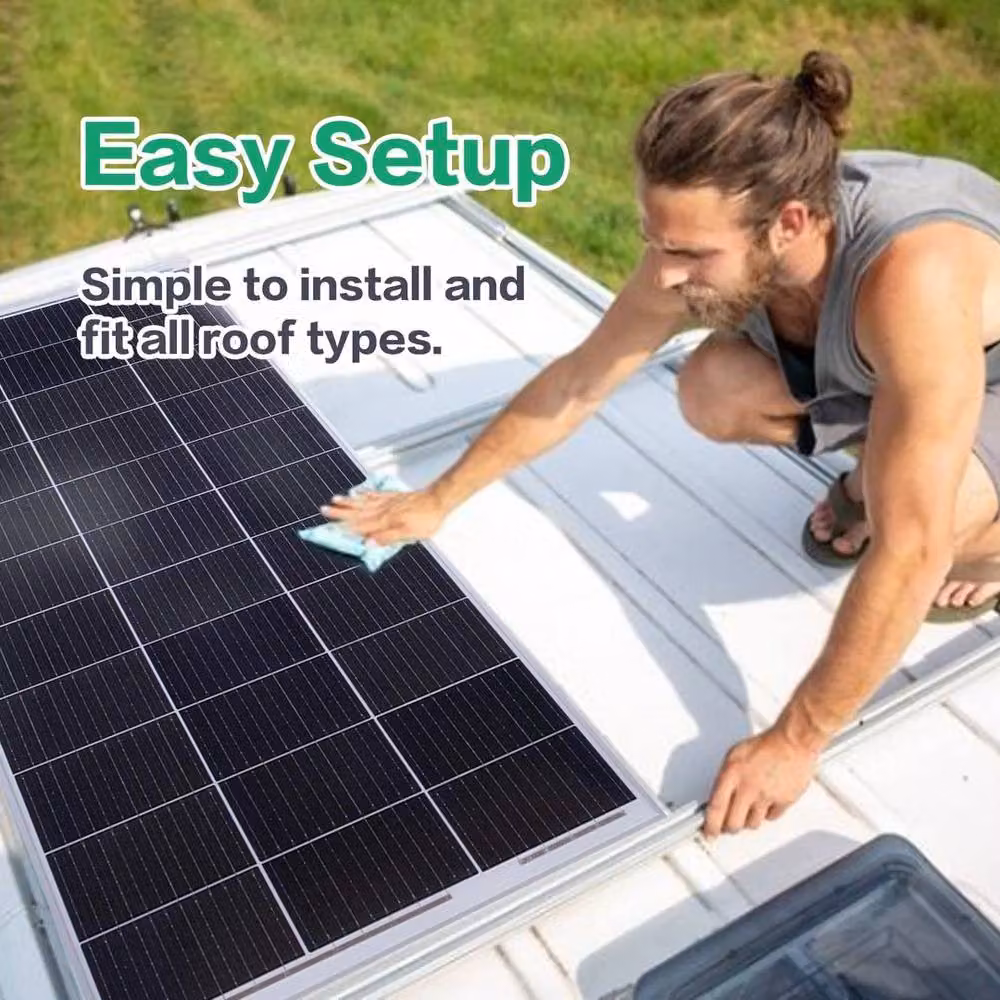 FLAVORA 100W Monocrystalline Mono Solar Panel for Caravan and RV in Black, W: 1000 cm, H: 52 cm – 3
