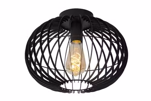 Lucide Reda Black Flush Ceiling Light, Diameter: 32 cm