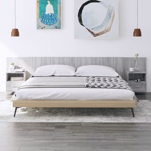 Berkfield Home Bed Headboard with Cabinets in Grey Sonoma Engineered Wood