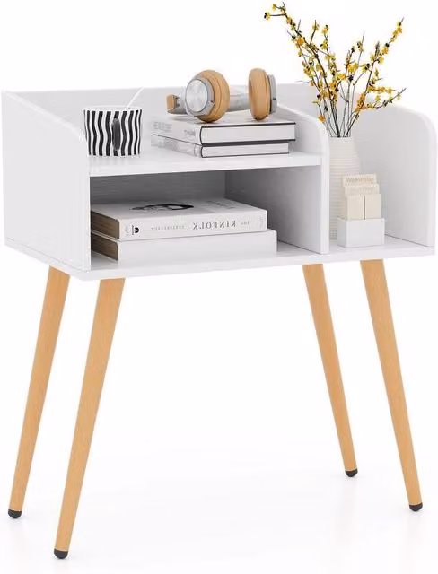 Kelvenix Mid Century Modern 2-Tier Nightstand in White – 1