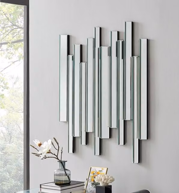 FurnitureboxUK Crystalline Modern Rectangular Silver Wall Mirror, W: 100 cm, H: 80 cm – 1