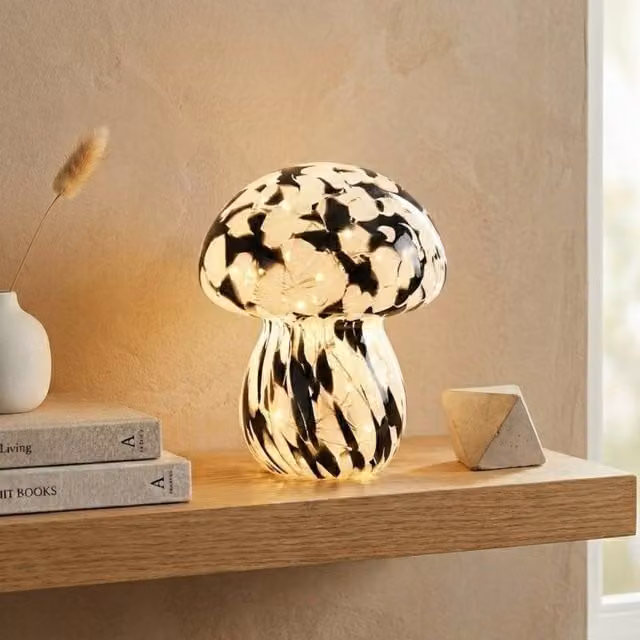 Garden Greatness Light Up Spotted Mushroom Lamp in Black