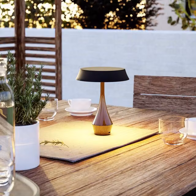 Eglo Turcio Metal LED Tricolour Portable Outdoor Table Lamp, Black