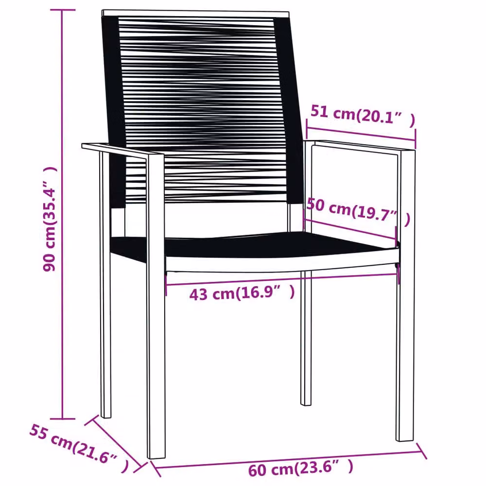 Berkfield Home 7 Piece Black Modern Garden Dining Set with Metal, Glass and Rattan – 3