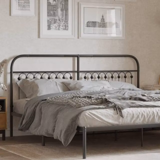 Berkfield Home Classic Metal Headboard in Black, Width: 180 cm