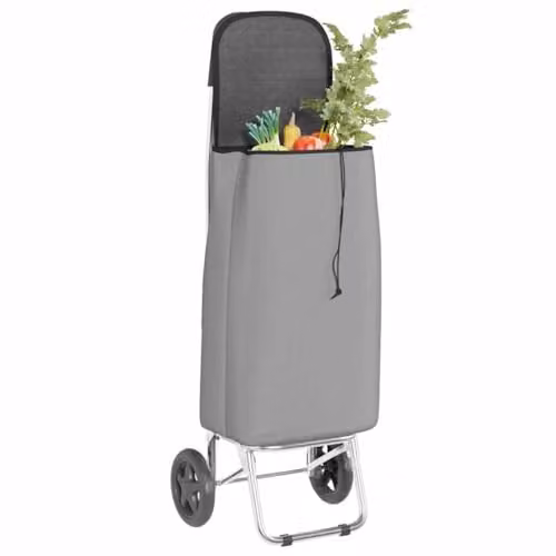 vidaXL Folding Shopping Trolley in Grey, W/D/H: 35 x 28 x 92 cm