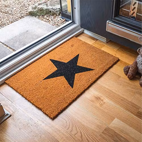 Nicola Spring Coir Door Mat Set of 2, Black Star, W: 60 cm, D: 40 cm – 3
