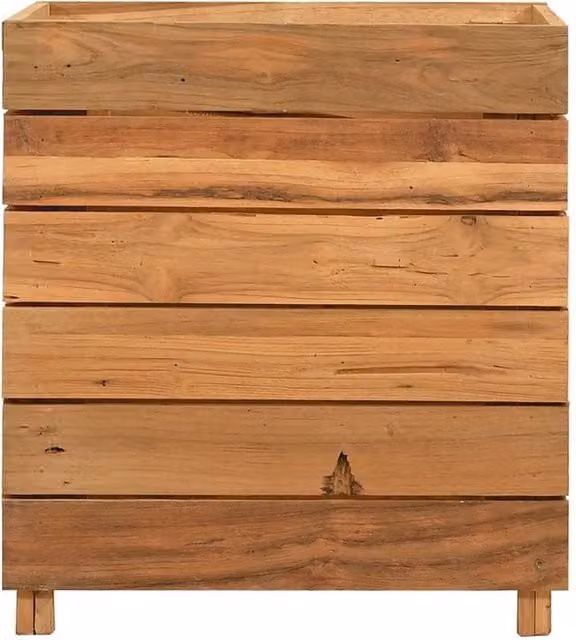 Berkfield Home Wooden Raised Bed in Brown with Teak and Steel, W: 50 cm, D: 40 cm, H: 55 cm