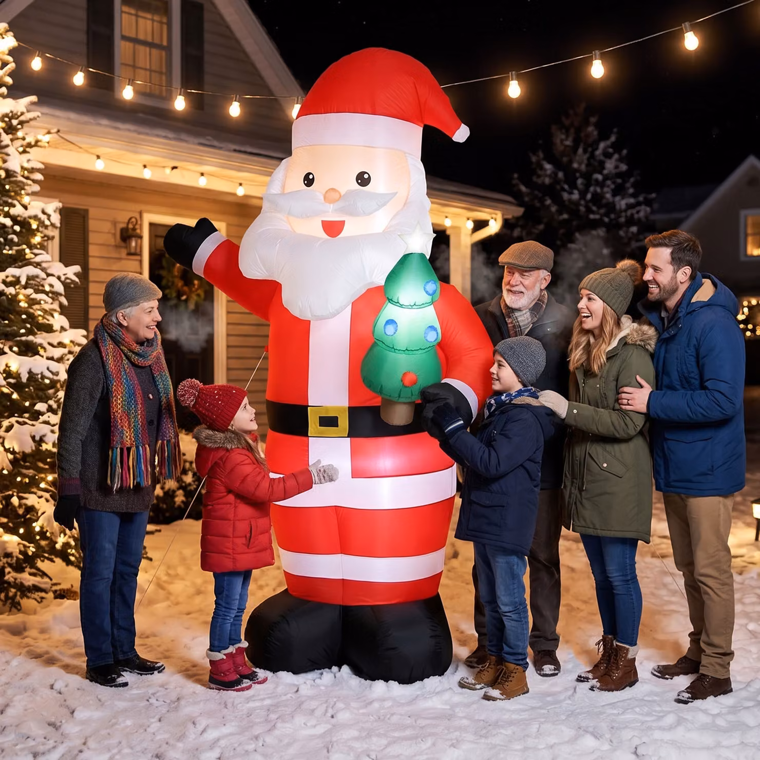 Outsunny 8ft Inflatable Red Santa Christmas Decoration with Bright LED Lights – 2