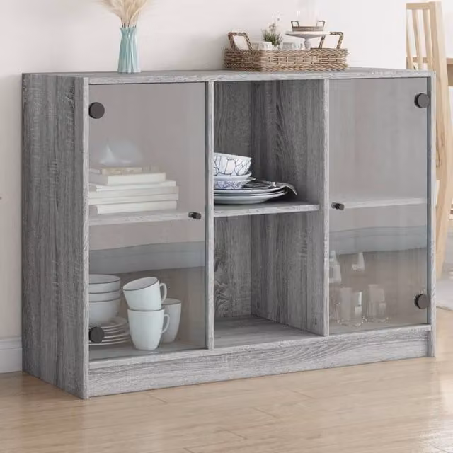 Berkfield Home Grey Sonoma Modern Sideboard in Engineered Wood W/D/H: 102 x 37 x 75.5 cm