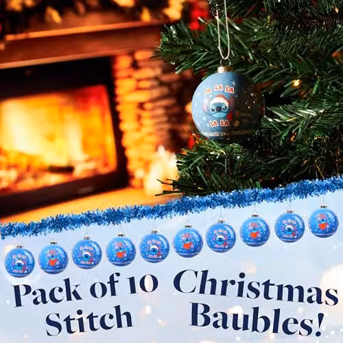 Disney Stitch Christmas Hanging Bauble Ornaments, Pack of 10, Blue and Purple – 3