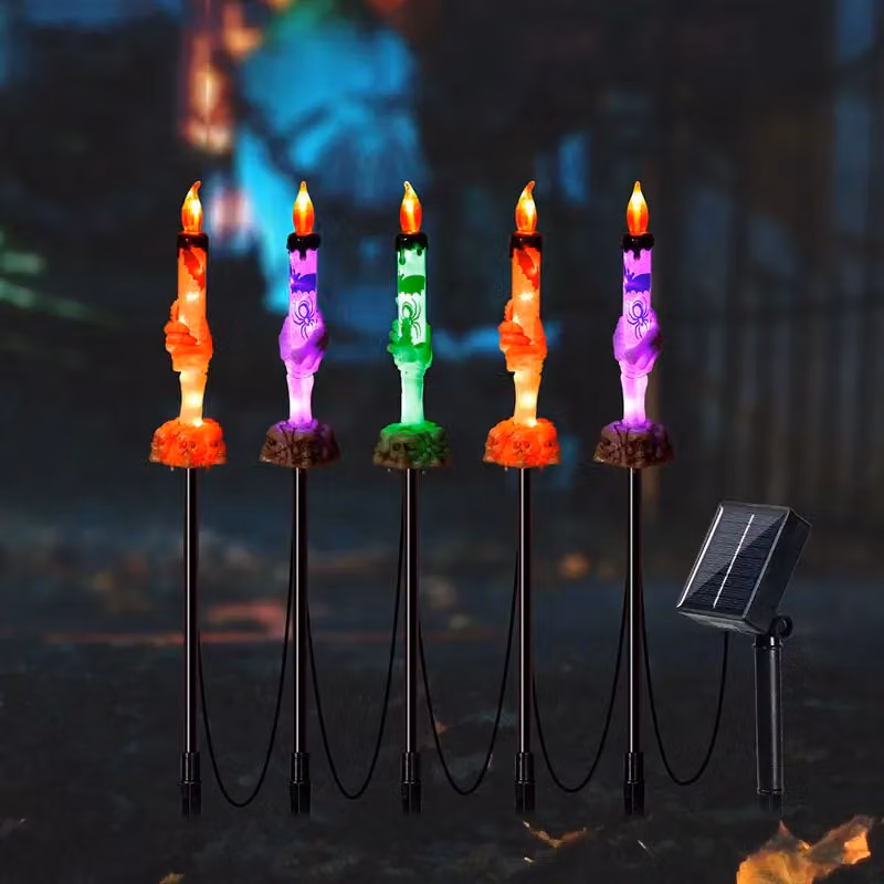 Leaper Five-piece Set of Hand Bone Candle-shaped Solar Ground Lights in Black – 2