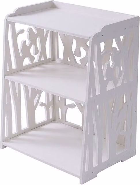 Living and Home Rustic Small White Bedside Table