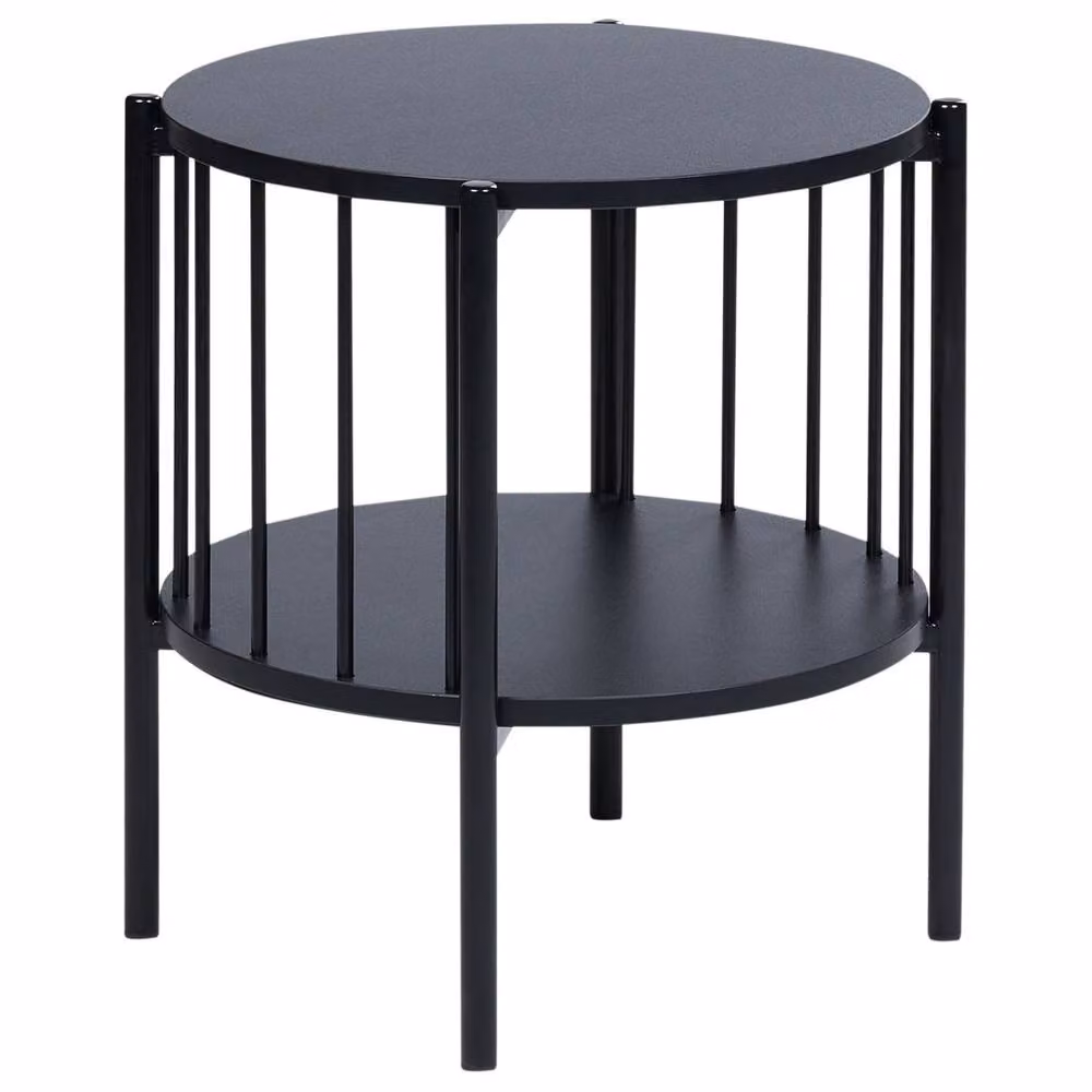 Wyld and Coco Black Round MDF Side Table with Shelf, W/D/H: 40 x 40 x 44 cm – 2