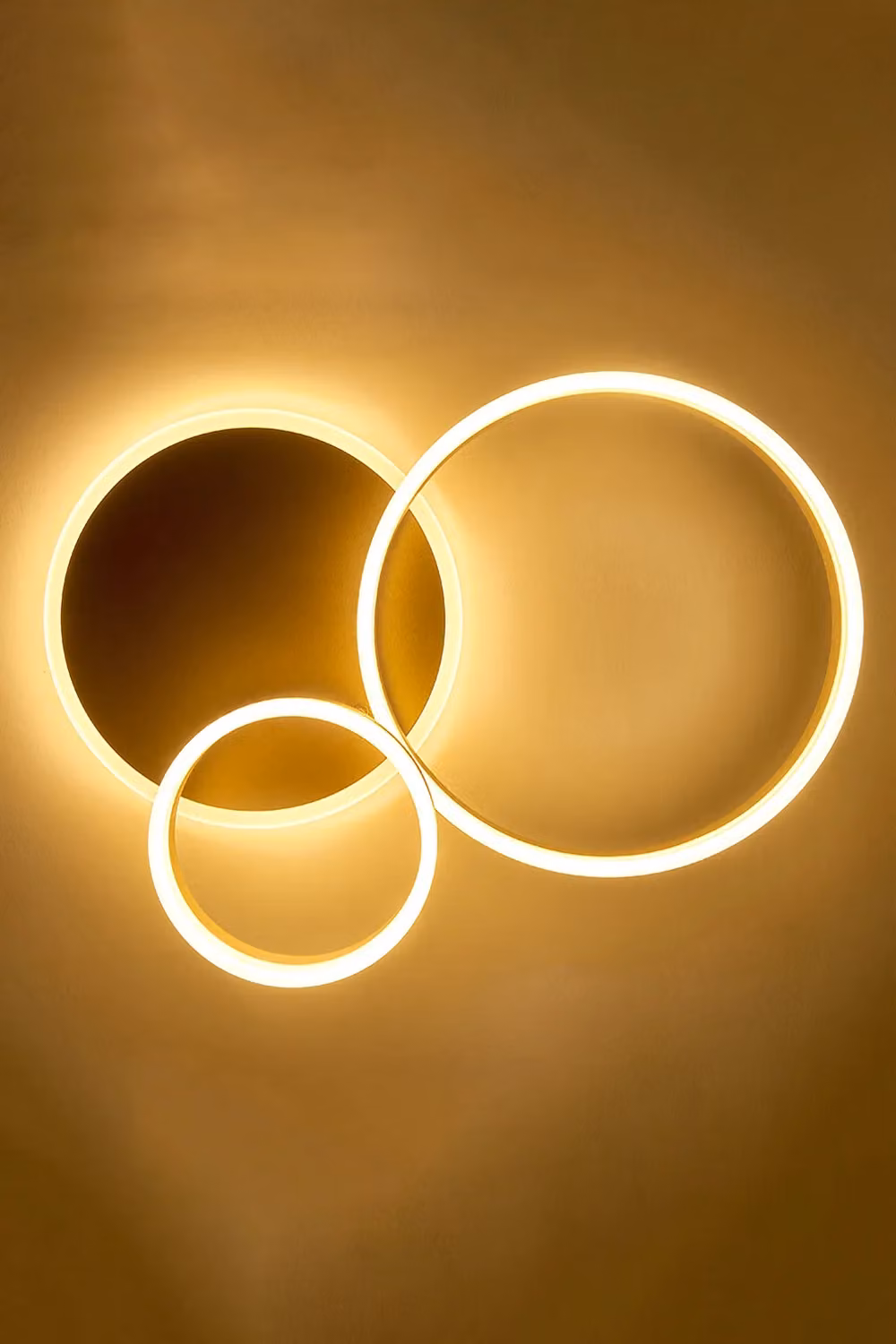 Living and Home Modern Gold Geometric Ring LED Flush Mount Ceiling Light – 3