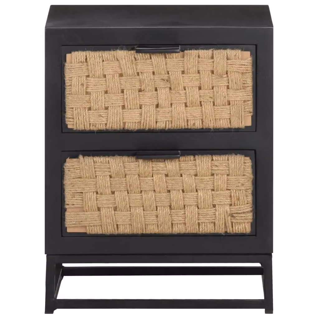 Berkfield Home Bedside Cabinet in Black Solid Mango Wood, W/D/H: 40 x 30 x 50 cm – 2
