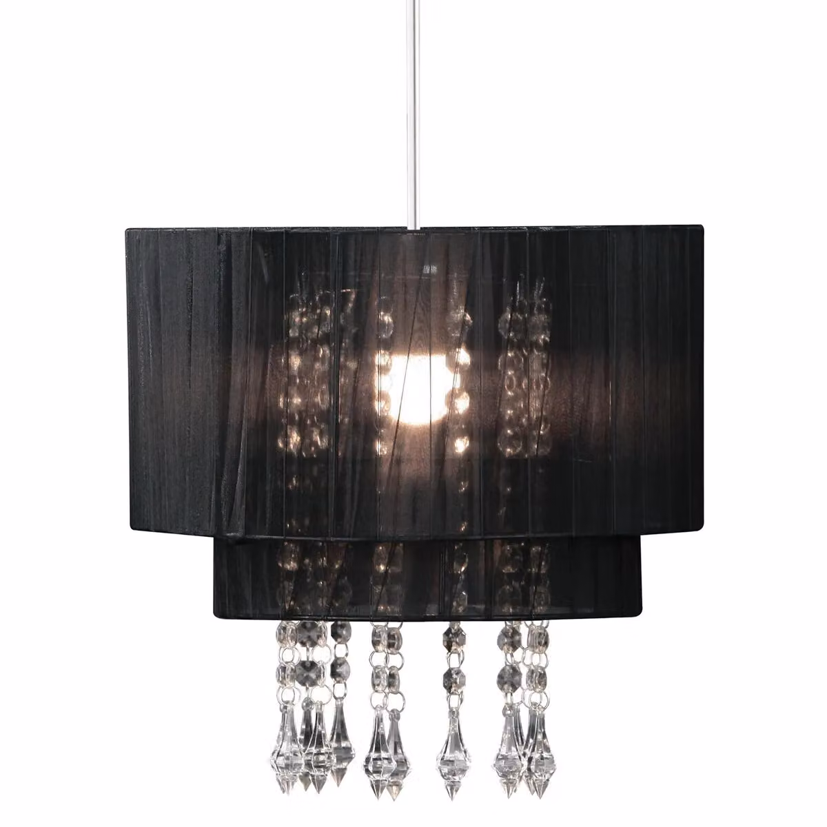 Orsina Riband Black Voile Cylinder Pendant Shade – 2