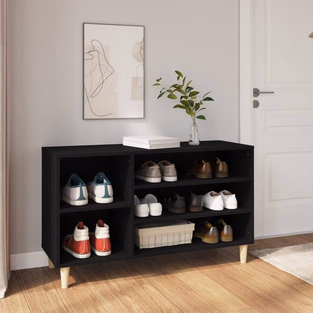 Berkfield Home Black Shoe Cabinet with Internal Shelves, W/D/H: 102 x 36 x 60 cm – 2