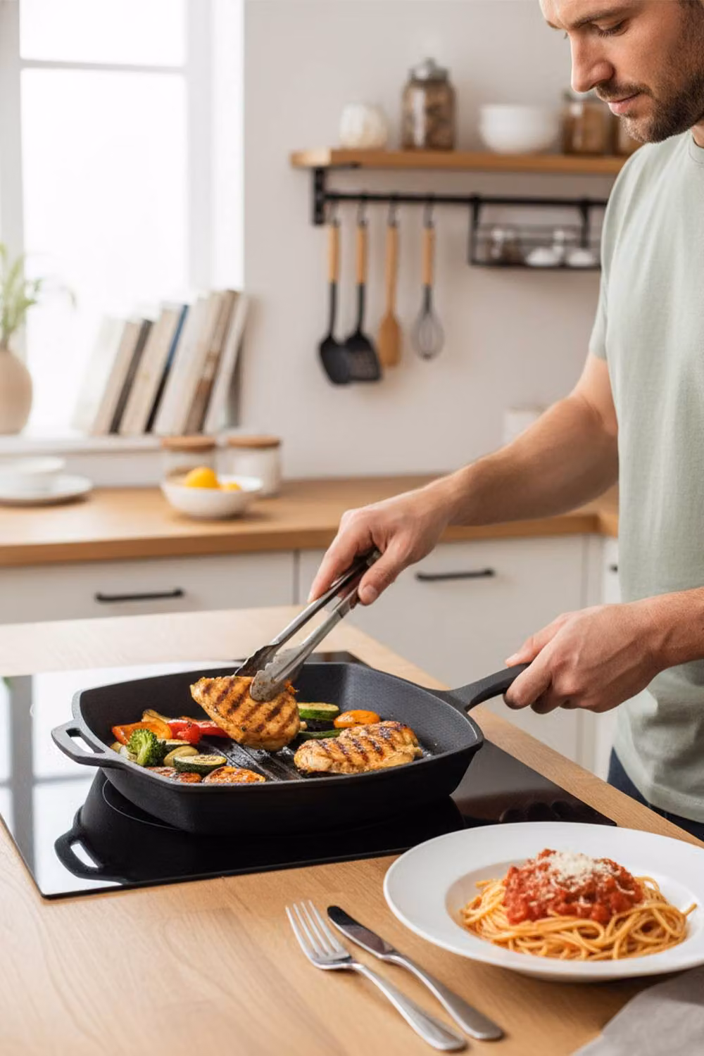 Garden Sanctuary Rectangular Uncoated Cast Iron Grill Pan in Black – 1