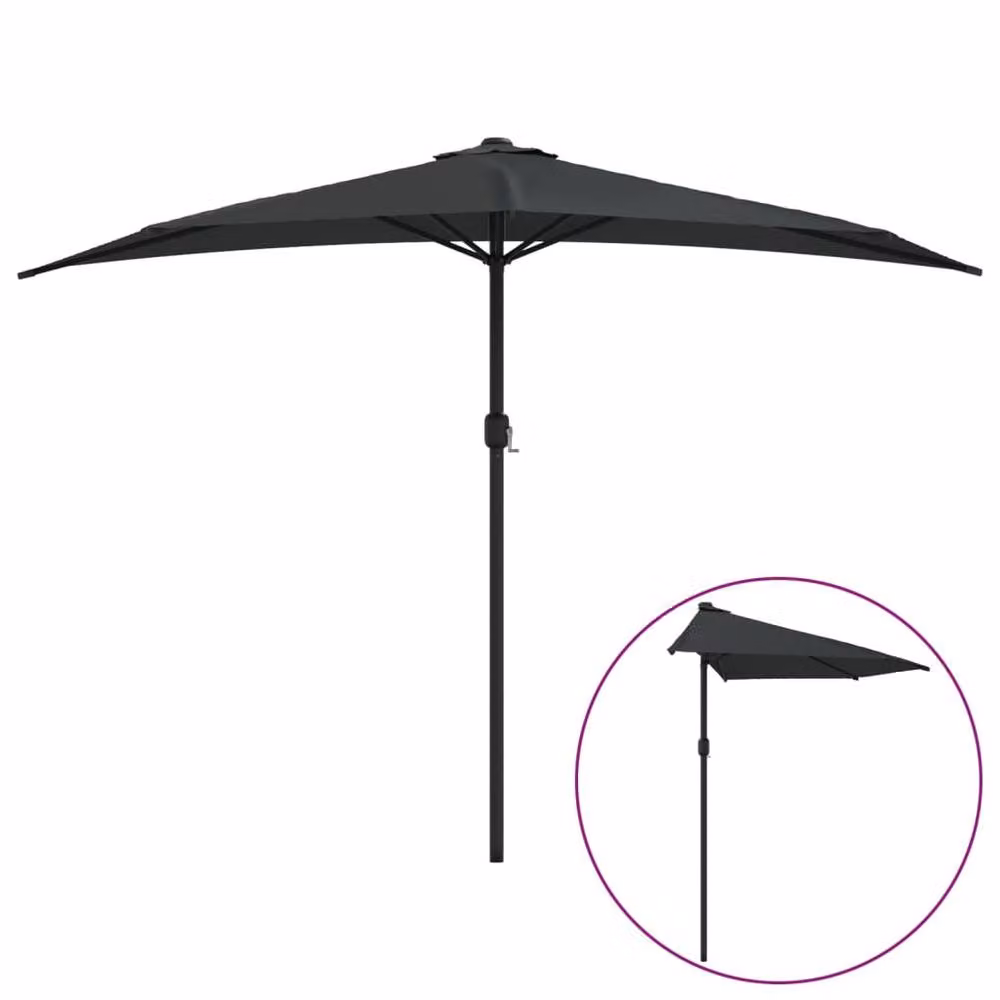 Berkfield Home Black Balcony Parasol with Aluminium Pole, W: 300 cm, D: 155 cm, H: 223 cm – 2