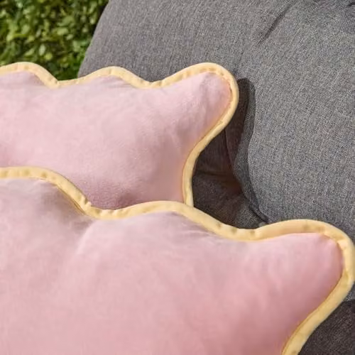 OHS Matte Velvet Scallop Edge Cushion Covers Set of 2, Pink and Yellow, W/D/H: 45 x 45 x 45 cm – 3