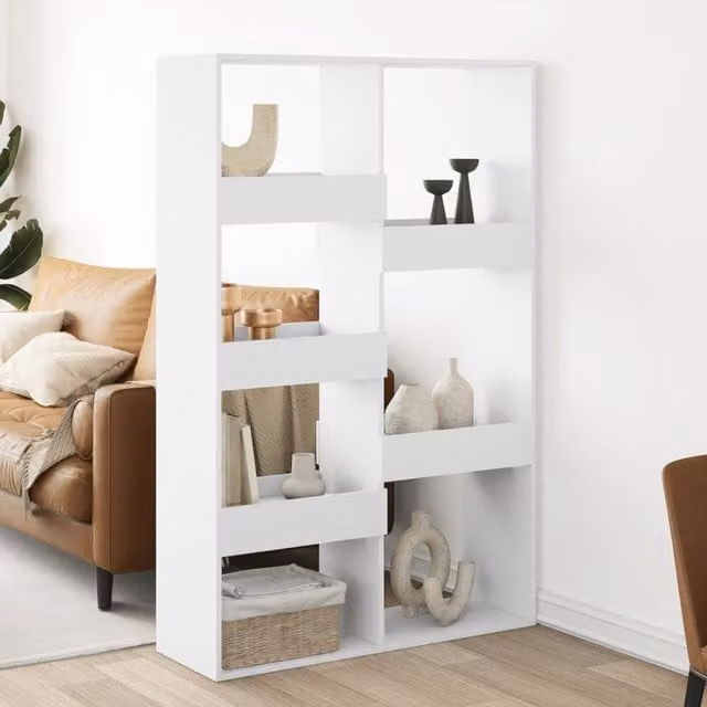 Berkfield Home White Room Divider in Engineered Wood W/D/H: 100 x 33 x 155.5 cm
