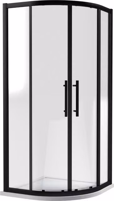 Balterley Sonic Single Corner Shower Side Panel, Clear 8mm Safety Glass with Black Frame, W: 90 cm, H: 190 cm – 1