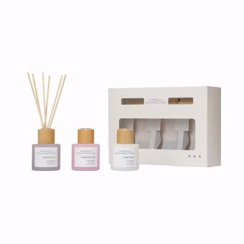 French Connection Pastel Reed Diffuser Gift Set Trio, 3 x 50g, Multicolour