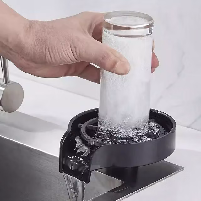 Livingandhome Auto Water Pressure Glass Washer for Kitchen Sink, Black