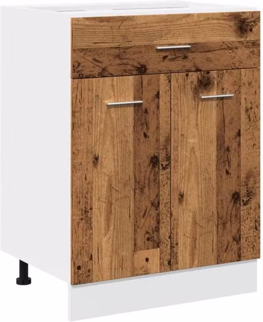 Berkfield Home Lyon Kitchen Base Unit with Drawers and Hinged Doors, Brown, W: 60 cm, D: 46 cm, H: 81.5 cm – 1