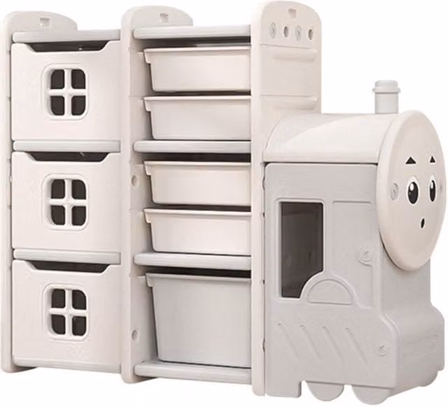 H&O Direct Children's Landing Train Toy Storage Rack in White