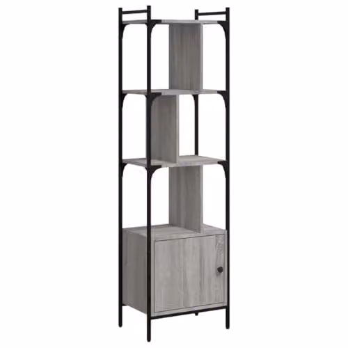 vidaXL Bookcase with Door in Grey Sonoma, W: 44.5 cm, D: 30 cm, H: 154.5 cm, Engineered Wood