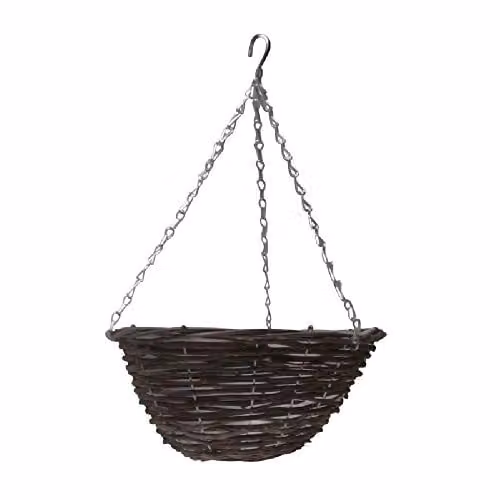 Ambassador Apollo Willow Hanging Basket Planter in Brown or Black, Diameter: 40.64 cm – 1