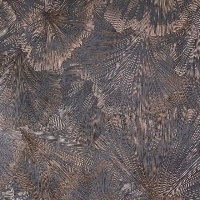 Erismann Martinique Leaf Textured Botanical Vinyl Wallpaper in Charcoal Grey