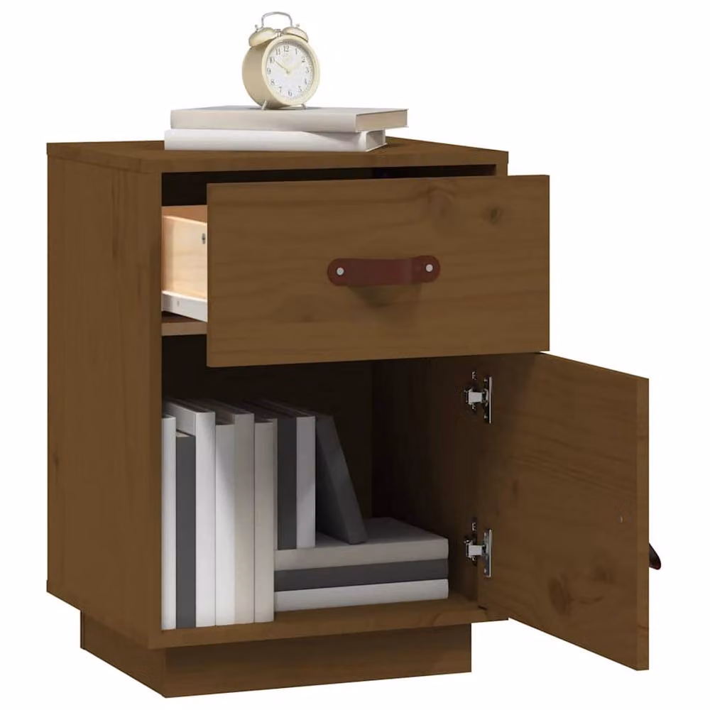 Berkfield Home Bedside Cabinet in Honey Brown Solid Pine Wood, W/D/H: 40 x 34 x 55 cm – 3
