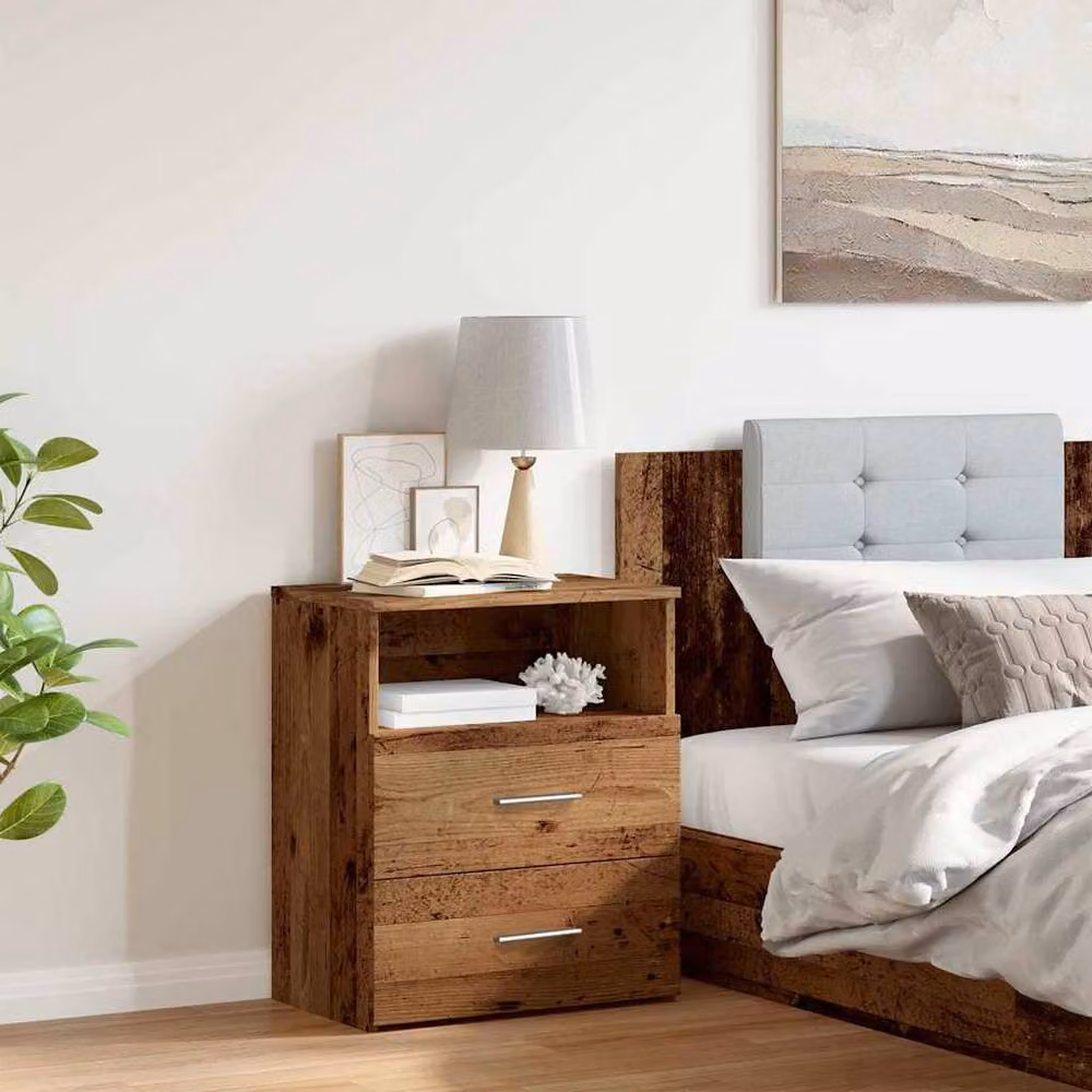 Berkfield Home Stylish Bedside Cabinet in Brown Old Wood, W/D/H: 50 x 32 x 60 cm – 4