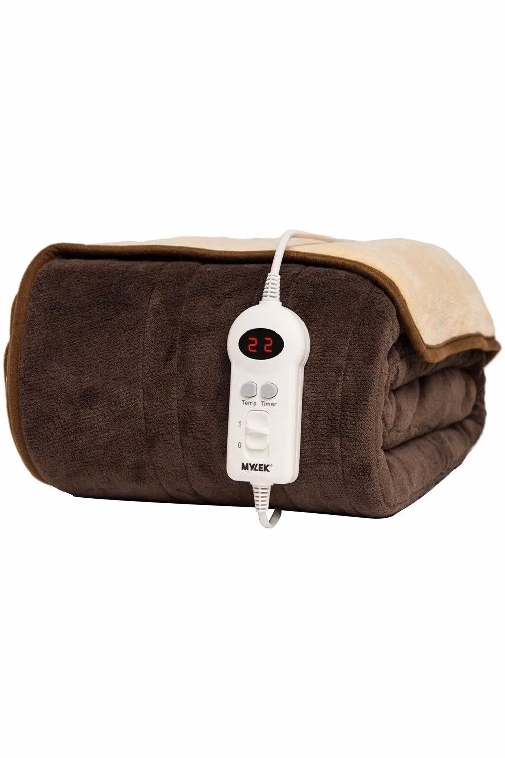 MYLEK Electric Heated Fleece Throw in Chocolate and Cream, W/D/H: 160 x 120 cm – 5