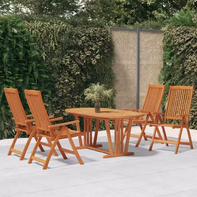 Berkfield Home 5 Piece Garden Dining Set in Brown Solid Eucalyptus Wood