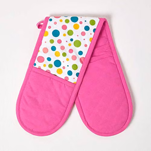 Homescapes Multi Colour Polka Dot Cotton Double Oven Glove – 1