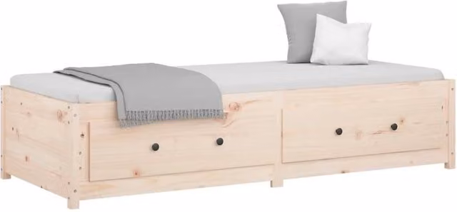 Berkfield Home Beautiful Day Bed in Natural Solid Pine with Drawers, W/D/H: 200 x 90 x 44 cm