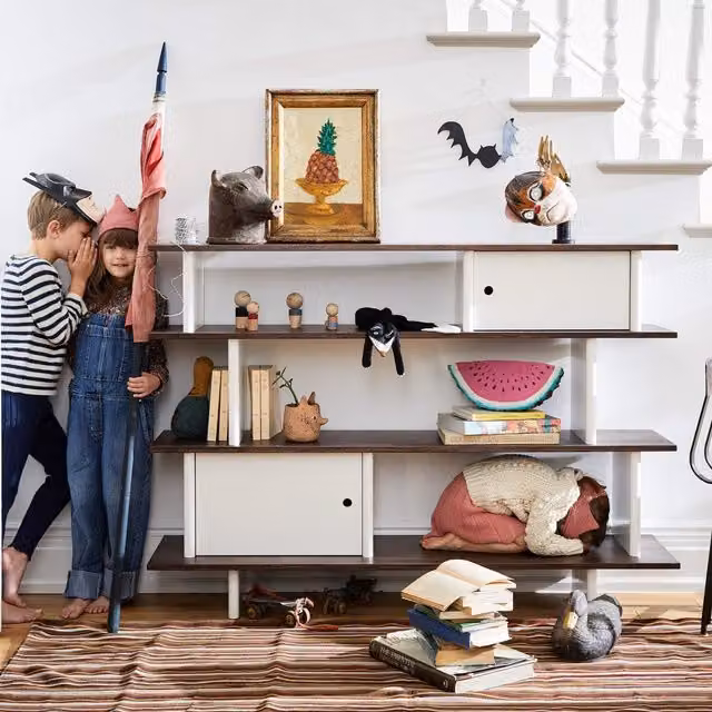 Oeuf NYC Mini Library Childrens Bookshelf in Walnut and Birch, W/D/H: 76.5 x 35.5 x 106.5 cm – 1
