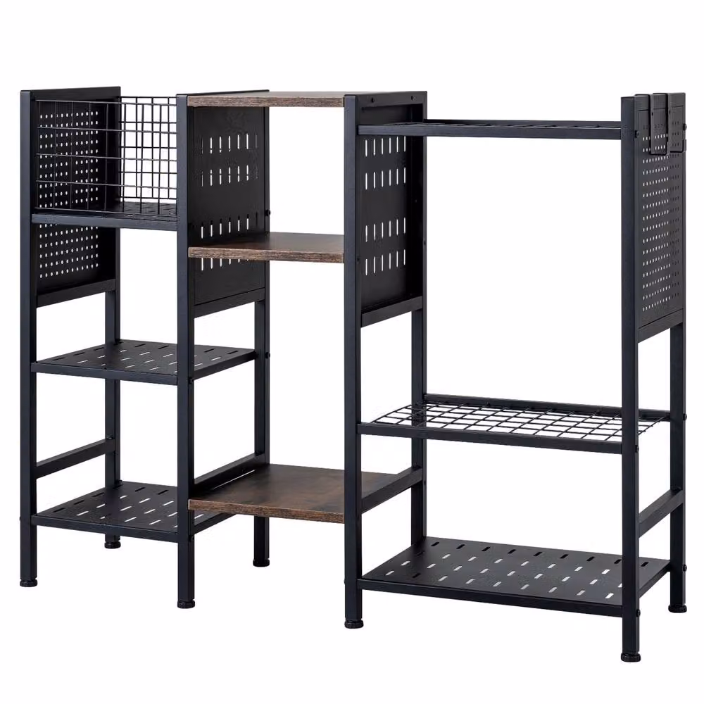 Costway 3-Tier Garden Tool Organizer with Shelves and Yard Storage Rack in Black – 8
