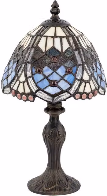Happy Homewares Handmade Beaded Multicolour Stained Glass Tiffany Table Lamp