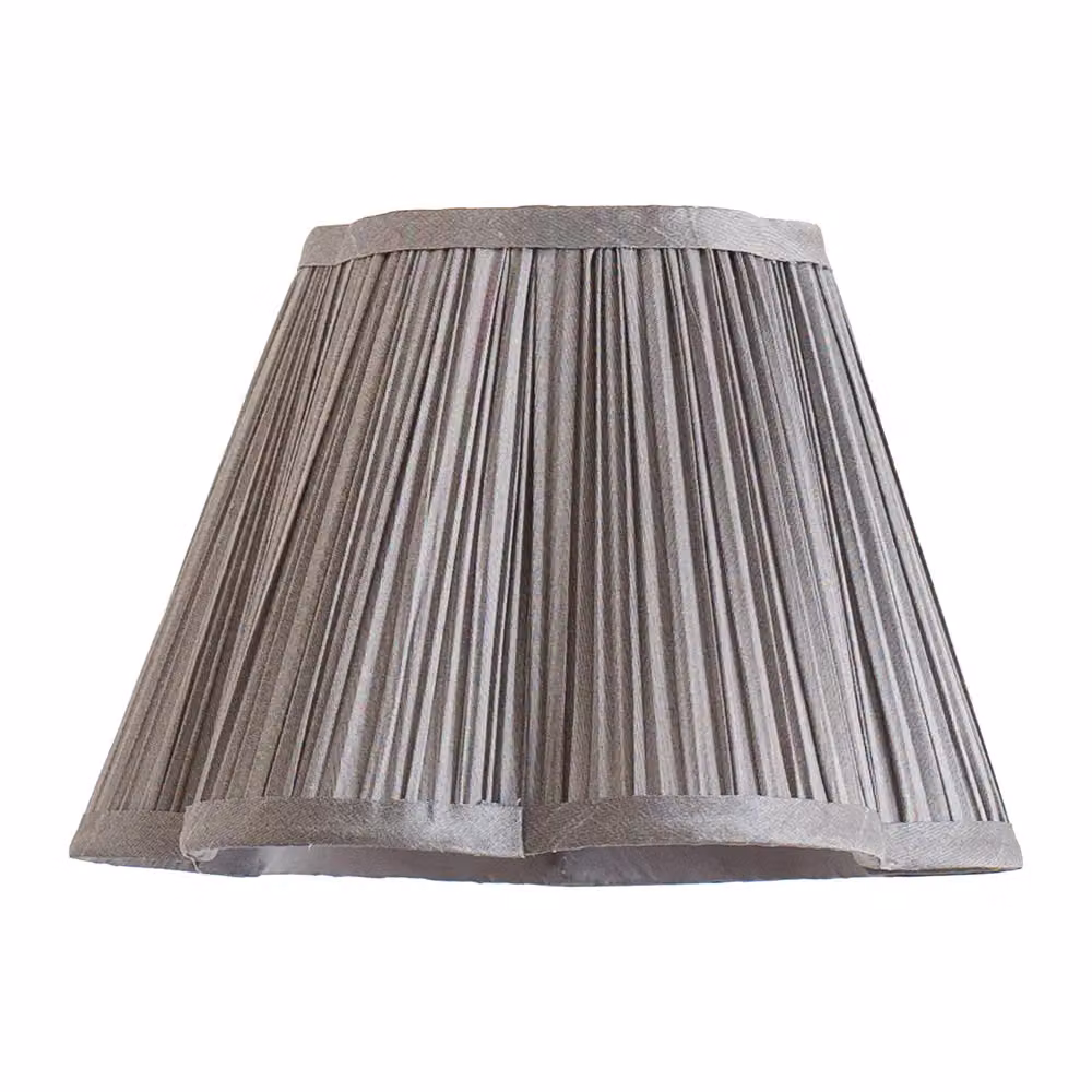 ValueLights Loralei Grey Pleated Fabric Easy Fit Cone Lamp Shade with LED Bulb – 2